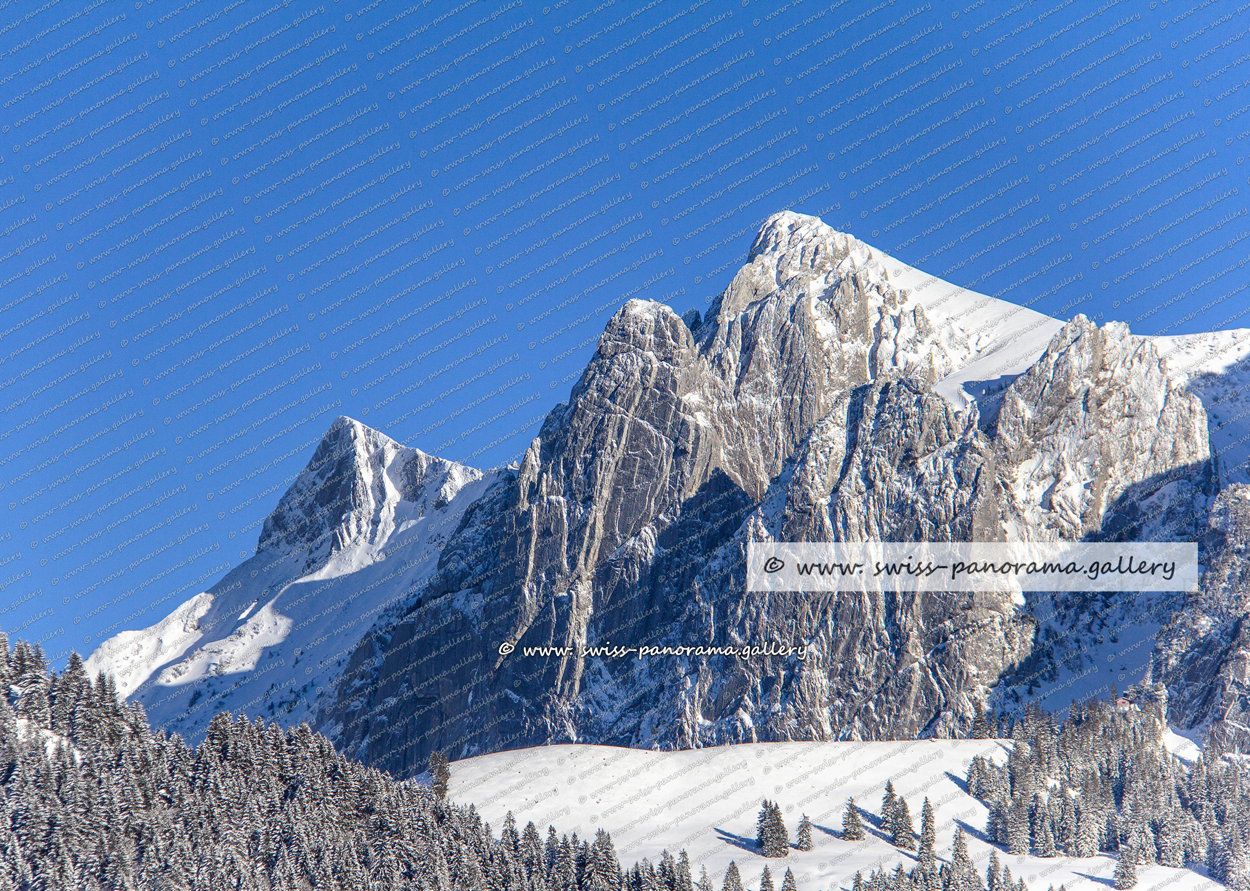 Der Berg Mythen aus der Sicht von Brüschrainhöchi oderhaln der Haggenegg Schweizer Alpenpanorama