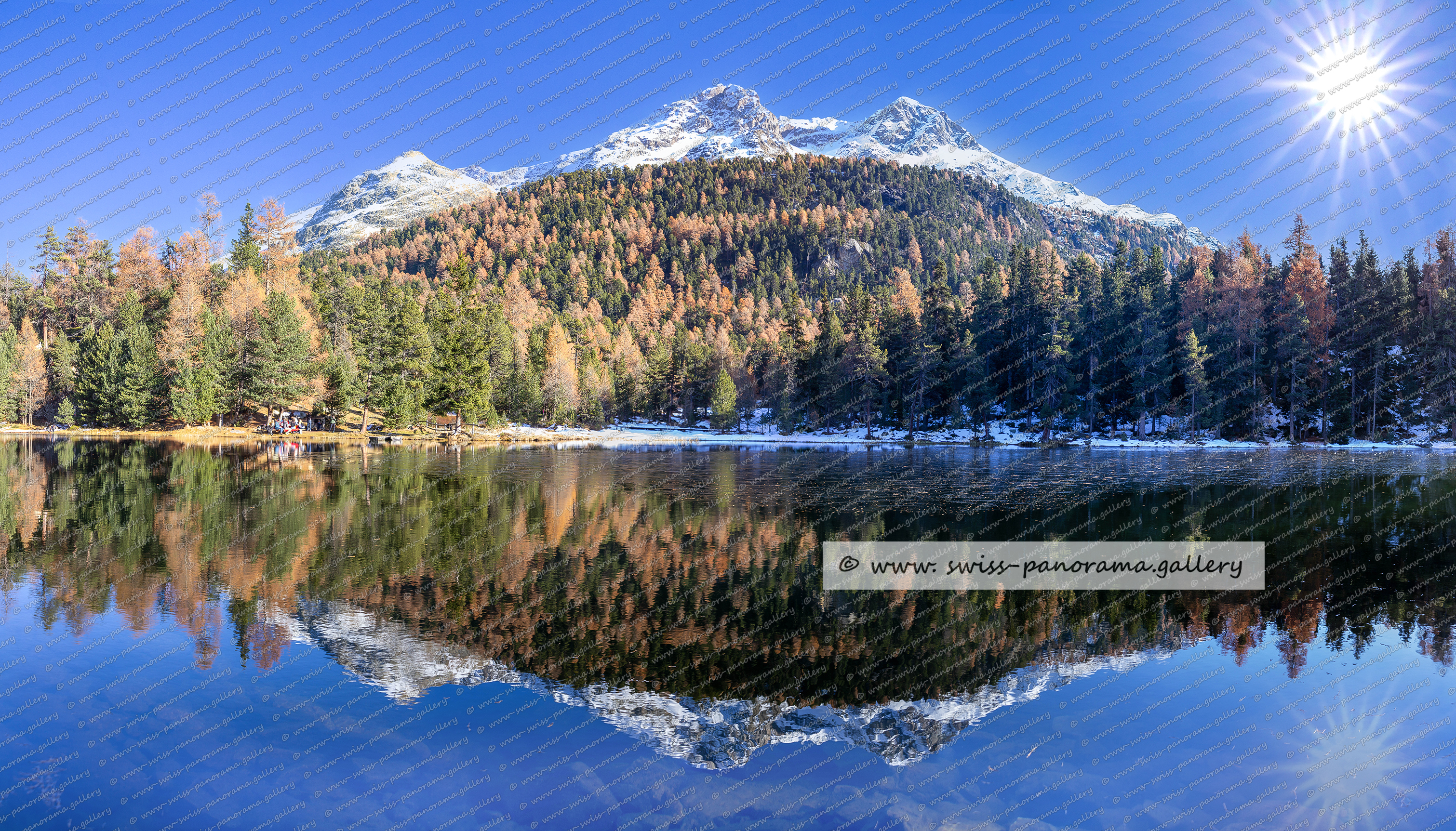 swiss panorama gallery Lej Nair Schwarzsee bei Silvaplana, Piz San Gian und Piz Surlej