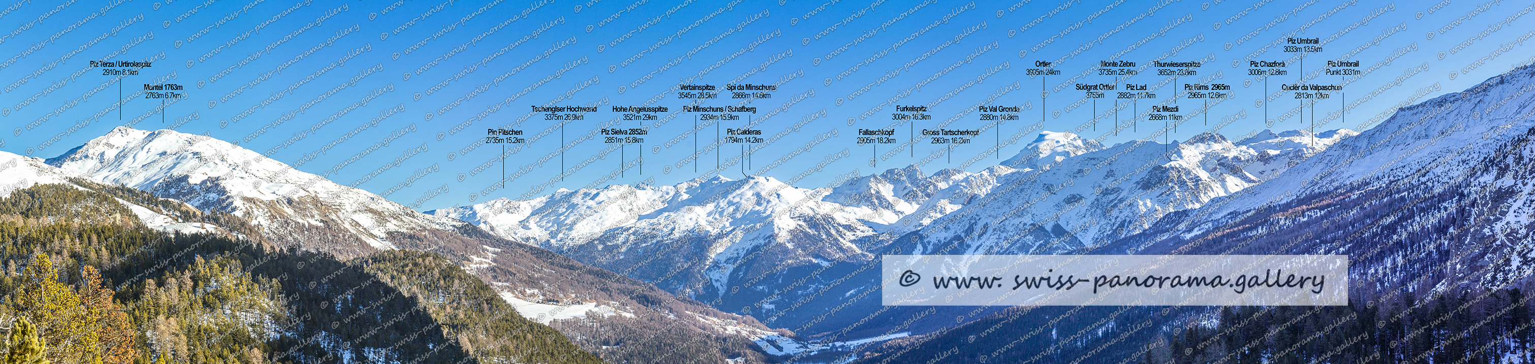 Swiss panorama panorama Ofenpass Blick ins Müstertal mit Ortler.