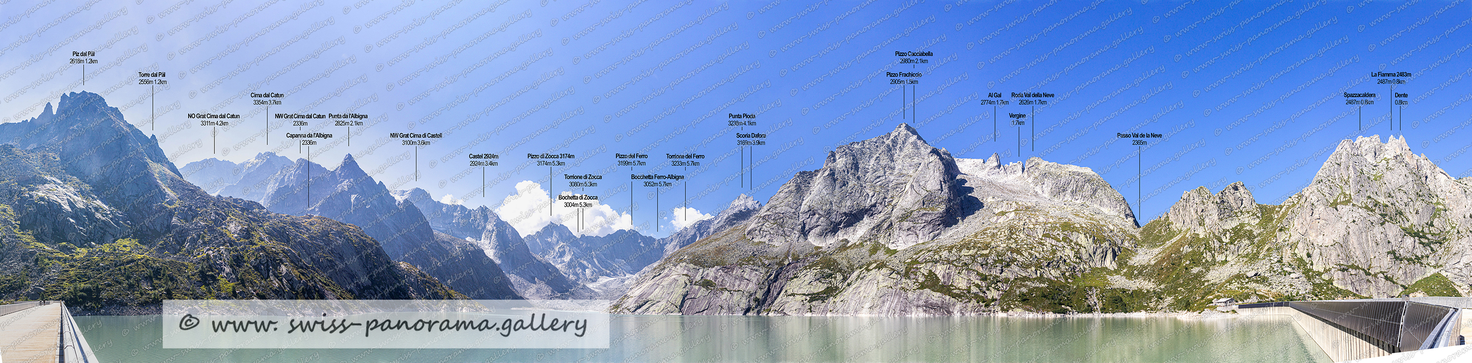 Panorama Bergell Albigna Stausee Val Bregaglia Schweizer Alpenpanorama