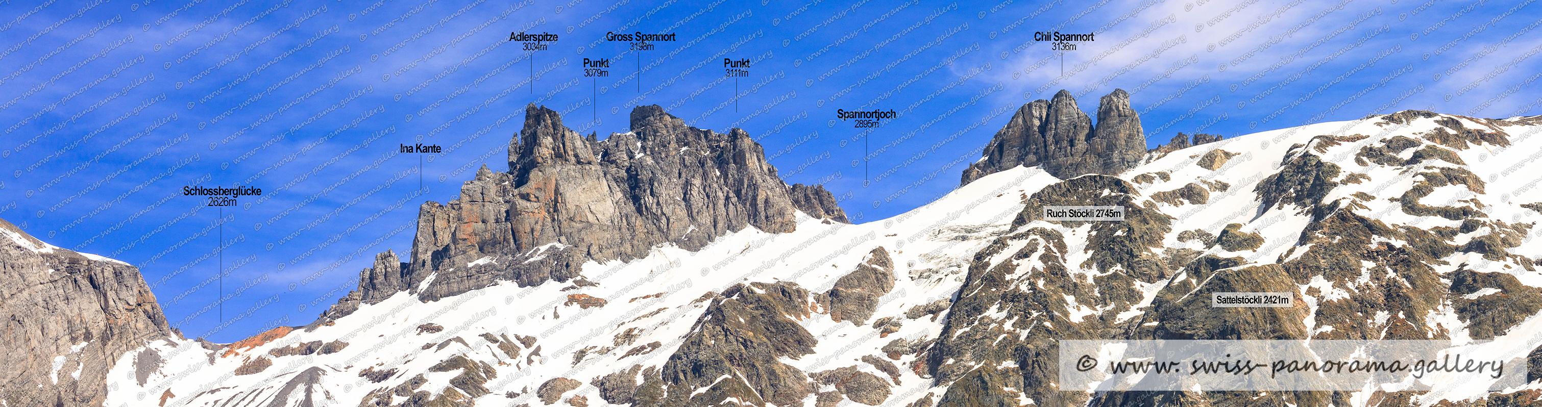 Switzerland Fürenalp panorama, ENgelberger Tal, Grosser und Kleiner Spannort, Hinter Schlossberg und Totlis