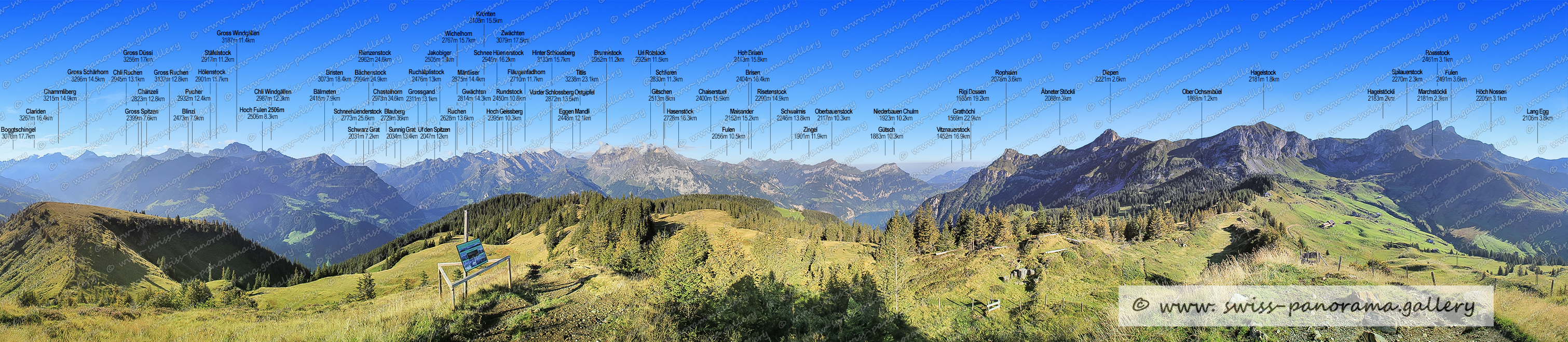 Beschriftetes Panorama Hüenderegg, Schächental, Ruogig, labbeled swiss mountain panorama, Clariden 3267m, Gross Spitzen 2399m, Chänzeli 2823m 12,8km, Chli Ruchen 2945m 13.1km , Boggtschingel 3078m, Chammliberg 3215m, Gross Düssi 3256m, Gross Schärhorn 3296m, Pucher 2932m, Hölenstock 2901m, Gross Ruchen 3137m, Blinzi 2473m, Schwarz Grat 2031m, Schneehüenderstock 2773m, Hoch Fulen 2506m, Chli Windgällen 2987m, Bälmeten  2415m, Stäfelstock 2917m, Gross Windgällen 3187m, Bächenstock 24.9km, Rienzenstock  2962m, Uf den Spitzen 2047m, Sunnig Grat, Blauberg 2729m, Bristen 3073m, Grossgand 2311m 13.1km, Ruchälplistock 2476m, Wichelhorn 2767m, Ruchen  2628m, Chastelhorn 2973m, Hoch Geissberg 2395m, Jakobiger 2505m, Mäntliser 2875m, Ruchen 2628m, Schnee Hüenerstock 2945m, Krönten  3108m, Vorder Schlossberg Ostgipfel 2872m, Gwächten 2814m, Fläugenfadhorn 2710m, Hinter Schlossberg 3133m, Zwächten 3079m, Eggen Mandli 2448m, Fläugenfadhorn 2710m, Gitschen 2513m, Sunnig Grat 2034m, Schlieren 2830m, Rundstock 2450m, Brunnistock 2952m, Rundstock 2450m, Hasenstock 2728m, Uri Rotstock  2929m, Titlis 3238m, Chaiserstuel 2400m, Risetenstock 2290m, Oberbauenstock 2117m, Maisander 2152m, Brisen 2404m, Vitznauerstock 1452m, Hoh Brisen 2413m, Zingel 1901m, Rigi Dossen 1685m, Fulen 2056m, Rophaien 2078m, Ober Ochsenbüel 1868m, Hagelstock 2181m, Grathöchi 1569m, Äbneter Stöckli 2088m, Marchstöckli 2270m, Gütsch 1883m, Hagelstöckli 2183m, Spilauerstock 2270m, Fulen 2491m, Schwalmis 2246m, Lang Egg 2106m, Höch Nossen 2205m, Diepen 2221m, Niederbauen Chulm 1923m, Rossstock 2461m, Urner Alpen, Gebirgspanorama Schweizer Alpen,