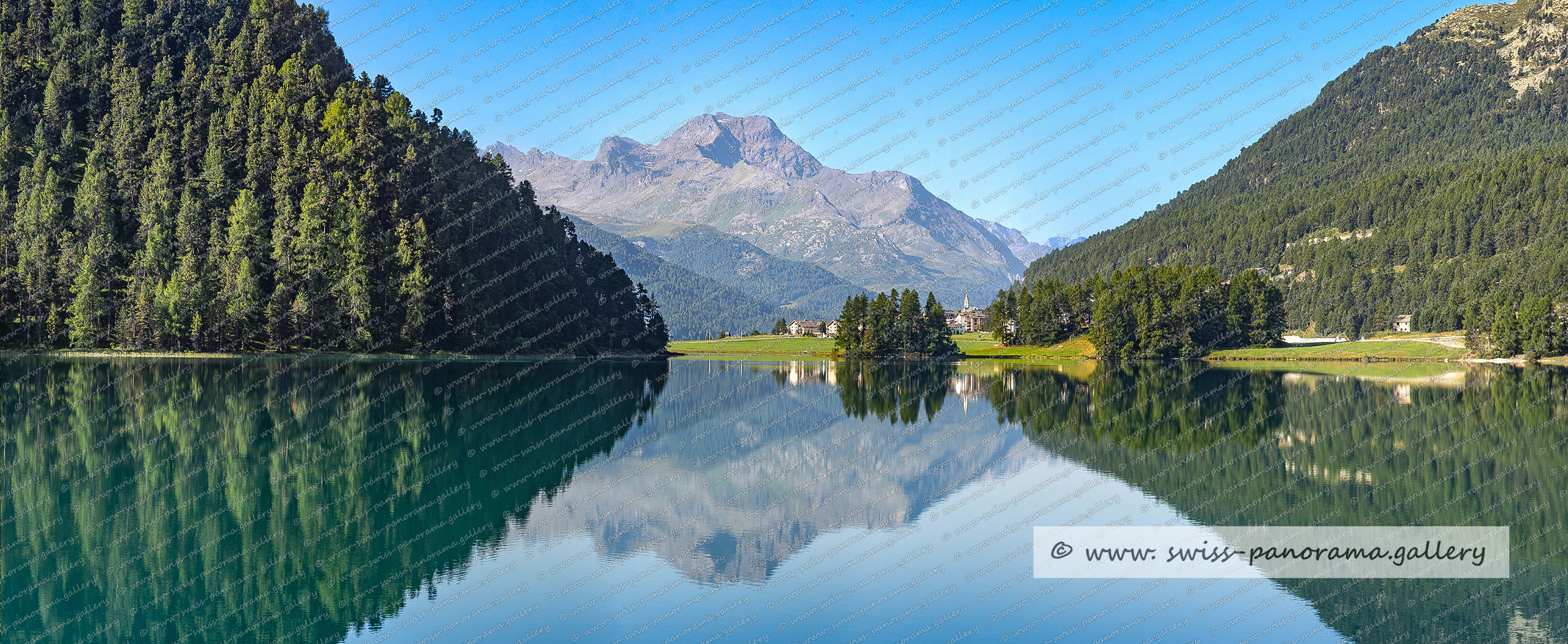 swiss panorama gallery Engadiner Seeen Silvaplana Champferersee, Lej da Champfer, Upper Engiadina Lakes Area, Piz de la Margna