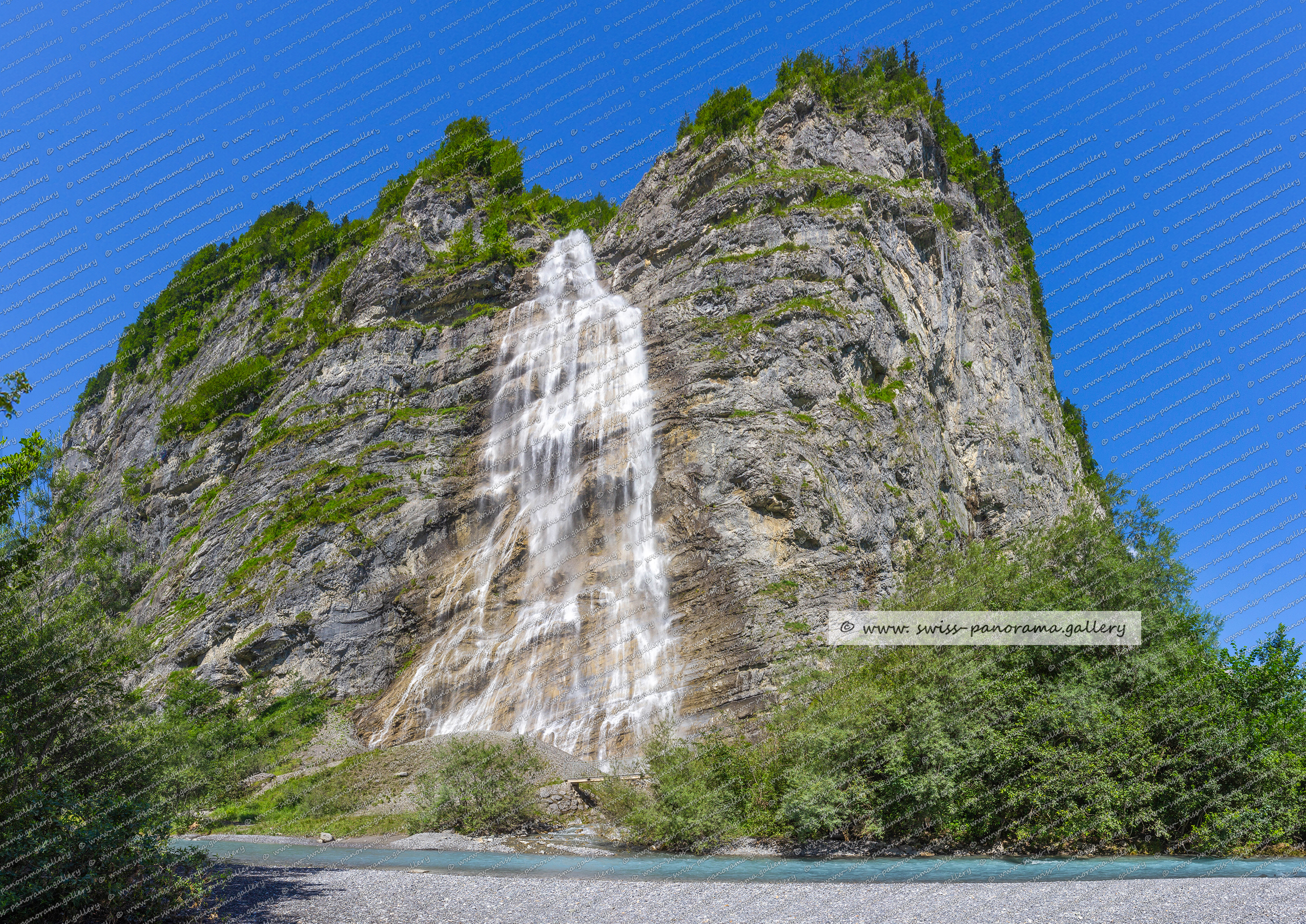 Swiss Alps; Alpenpanorama beschriftet; Schweizer Bergpanoramen; Swiss Alps; Alpenpanorama beschriftet; Schweizer Bergpanoramen; Glarus; Tierfehd; Schreyenbach Wasserfall; mountain panoramas from Switzerland