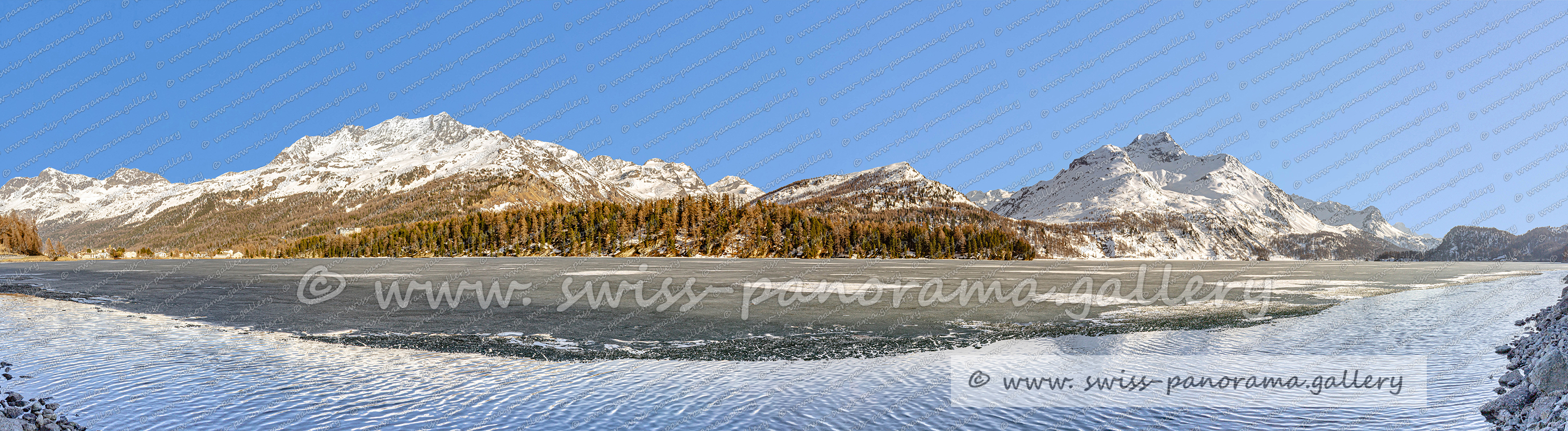 swiss panorama gallery Engadiner Seeen Silsersee Upper Engiadina Lakes Area Piz Salacina 2'599 m (11 km), Piz Fedoz 3'190 m (11 km), Piz de la Margna 3'159 m (9 km), Furtschellas 2'932 m (4 km), Piz Corvatsch 3'458 m (5.5 km), Piz Mortel 3'442 m (5 km), Munt Arlas 3'129 m (4 km), Piz San Gian 3'134 m (4 km), Piz Surley 3'188 m (9 km)